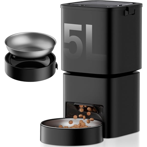 Automatic Cat Feeder, 5L/21 Cup Timed Automatic Pet Feeder, Dual Power Auto Dog Feeders, Pet Dry Food Dispenser for Cats & Small Dogs, 1-10 Meal Programmable 1-15 Portion Control Cat Feeder(Not WiFi)