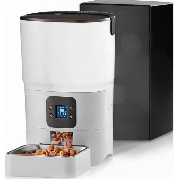Automatic Cat Feeder 6 L with LCD Display White