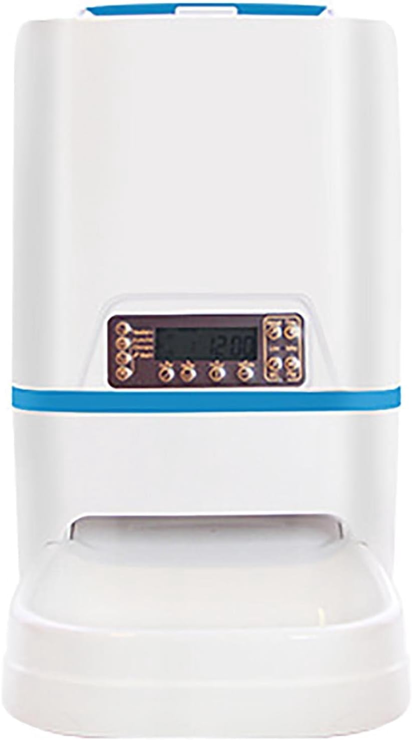 Automatic Cat Feeder, 6L Automatic Pet Dry Food Dispenser, Non-Clog Design, Automatic Feeder with Detachable and Recorder Blue