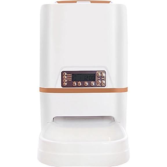 Automatic Cat Feeder, 6L Automatic Pet Dry Food Dispenser, Non-Clog Design, Automatic Feeder with Detachable and Recorder Gold and Pink