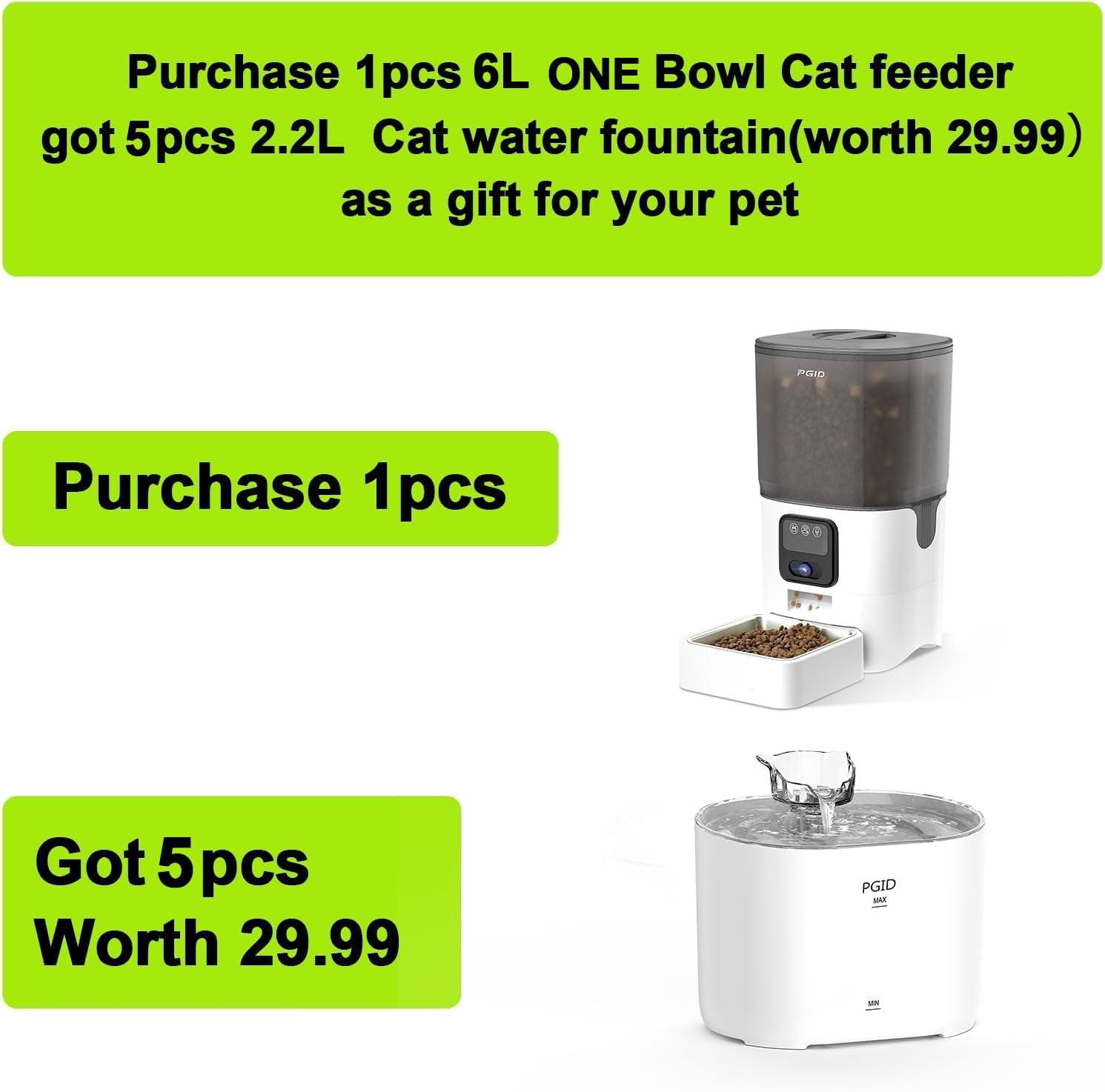 Automatic Cat Feeder 6L WiFi Smart Pet Food Dispenser with App Control, Alexa Compatible Timed Dog and Cat Feeder for Dry Food, 2.4G Remote Feeding with Voice Recording and Dual Power Supply