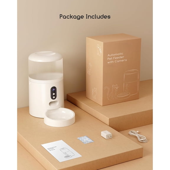 Automatic Cat Feeder with Camera, 3MP HD Video with Night Vision, 5G WiFi Automatic Dog Feeder with APP Control, 2-Way Audio, Motion Alerts, Low Food Sensor for Cats & Small Dogs, 4L