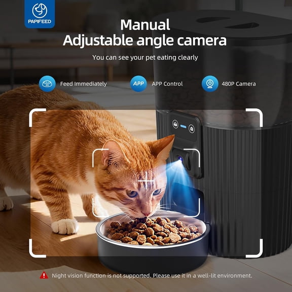 Automatic Cat Feeder with Camera with 84 oz/2.5L Automatic Pet Drinking Fountain, Adjustable Angle 2.4G WiFi/App Pet Food Dispenser, 3.5L/15 Cup Timed Dispenser with Two-Way Audio