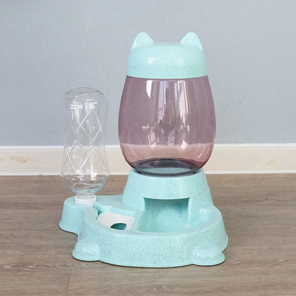 Automatic Cat Feeder, Cat Food Feeding Water Dispenser Set, Lovely Dog Cat Bowl with Water Bottle, Water Dispenser Food Dish Bowls for Small Animal
