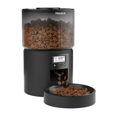 Automatic Cat Feeder Flexible Schedule Timer,6 Meals/Day,1-12 Portions/Meal,3.6L Dual Power Auto Feeder Dry Food Dispenser with Voice Record,for Cats & Small Dogs (Black,3.6L Basic Bowl)