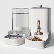 Automatic Cat Feeder, Gravity Cat Food and Water Bowls Set for Small Medium Pet, 3.2 L + 4.4 L