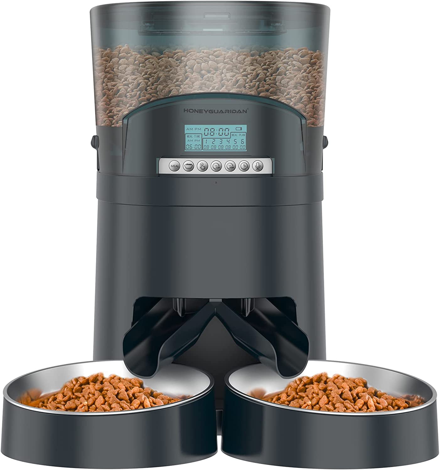 Automatic Cat Feeder, HoneyGuaridan 4.5L Pet Feeder for 2 Cats Dogs