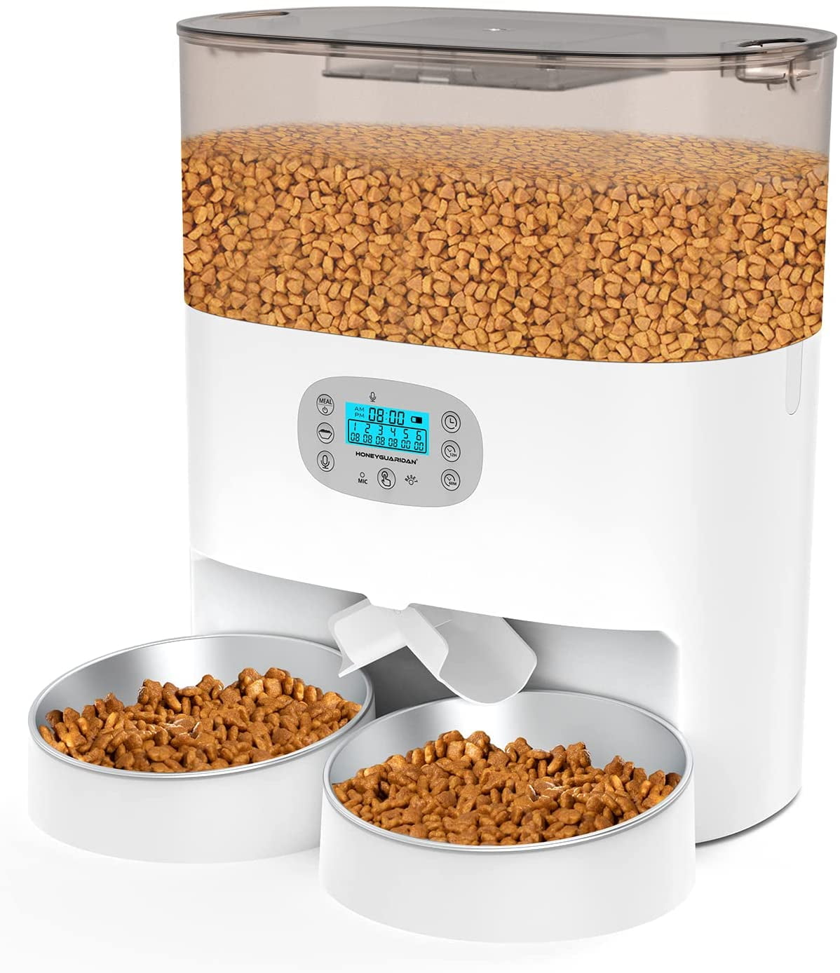 Automatic Cat Feeder HoneyGuaridan 6L Pet Feeder for 2 Cats