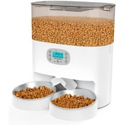 Automatic Cat Feeder, HoneyGuaridan 6L Pet Feeder for 2 Cats & Dogs, Auto Cat Dry Food Dispenser with Desiccant Bag, Timer Feeder Portion Control 1-6 Meals per Day, Dual Power Supply, Voice Recorder