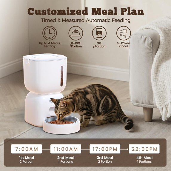 View of Automatic Cat Feeder and Water Dispenser FW1, 3L Cat Food Dispenser ...