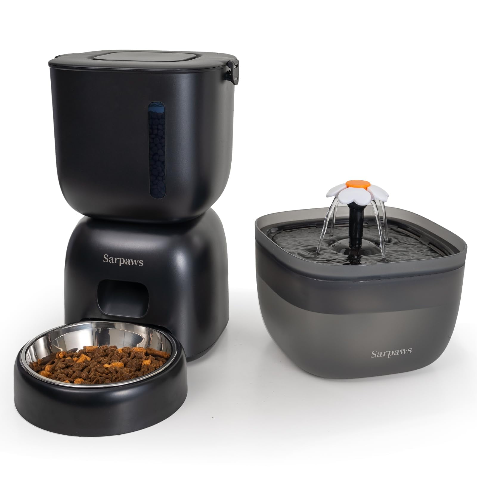 2-in-1 Automatic Cat Feeder & Waterer - Gravity Food Dispenser With Filter For Cats & Dogs (1.6L Food, 0.6L Water)