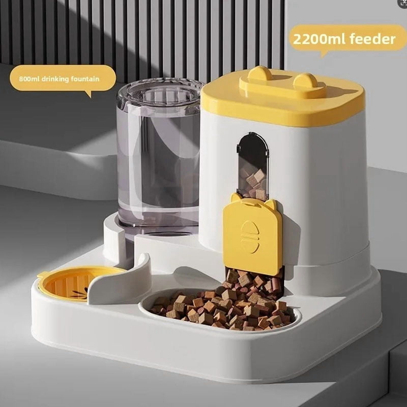 Automatic Cat Feeder Water Dispenser Set, 2 In 1 Tilted Automatic Pet Food And Water Feeder Gravity Food Feeder and Waterer