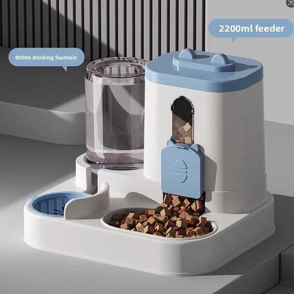Automatic Cat Feeder Water Dispenser Set, 2 In 1 Tilted Automatic Pet Food And Water Feeder Gravity Food Feeder and Waterer