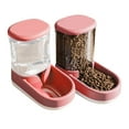 thumbnail image 1 of Automatic Cat Feeder and Water Dispenser in Set,Automatic Food Feeder and Waterer Set 3.8L with Pet Food Bowl for Small Medium Dog Pets Puppy Kitten Large Capacity(1 Gallon x 2,Pink), 1 of 3