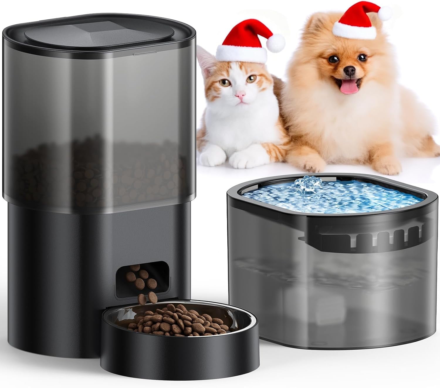 Automatic Cat Feeder and Water Fountain 5G WiFi Food Dispensers, APP ...