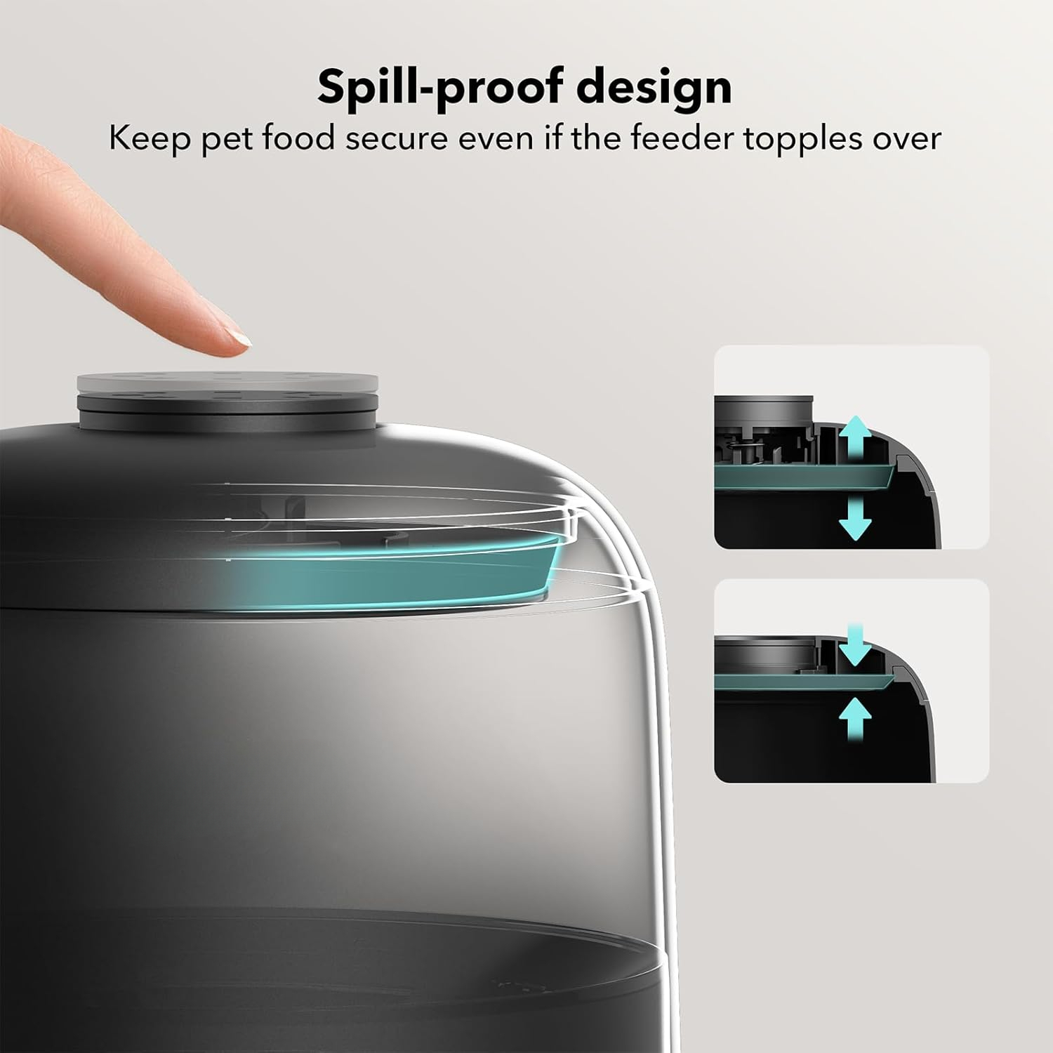 Automatic Cat Feeder, Wi-Fi Rechargeable Cats Food Dispenser Battery-Operated with 30-Day Life, AIR 2.4G Wi-Fi Timed Pet Feeder for Cats & Dogs, 2L Auto Cat Feeder, Black