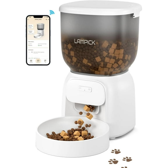 Automatic Cat Feeder - WiFi Cat Food Dispenser with APP Control Up to 15 Portions 10 Meals Per Day, Dual Power Supply Pet Feeders for Cats/Dogs (4L/16.9 Cups)
