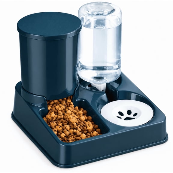 Automatic Cat Feeder and Water Dispenser 2-in-1 Gravity Pet Feeder for Dry Food & Water