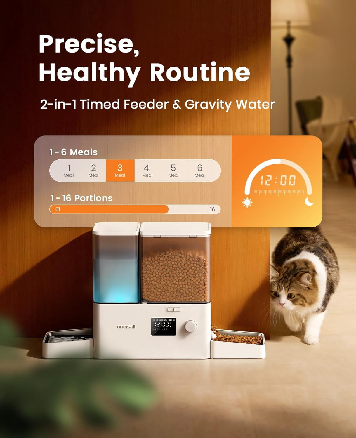 Automatic Cat Feeder and Water Dispenser 2-in-1 Large Capacity Timed Feeder for Dry Food