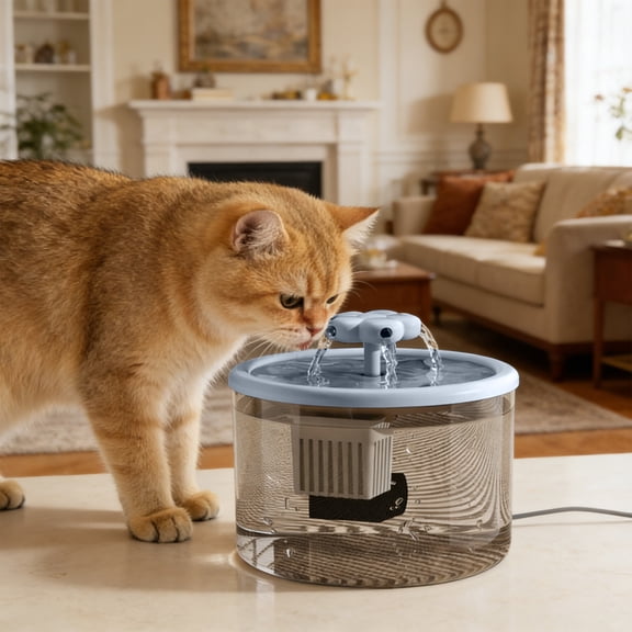 Automatic Cat Feeder and Water Dispenser, Cat Feeder, Cat Food Dispenser, Locking Lid, Desiccant Bag, Programmable Portion Control, Blue