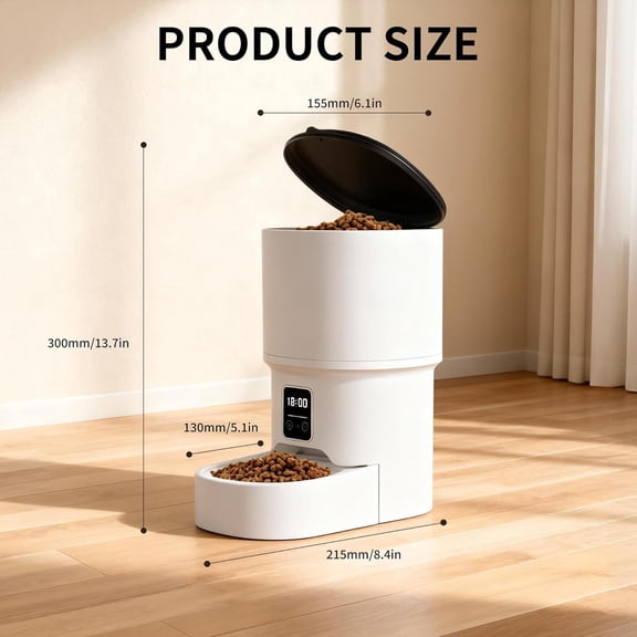 Automatic Cat Feeder and Water Dispenser Set with Timer, 4L Large Capacity Easy Clean Auto Feeder for Cats