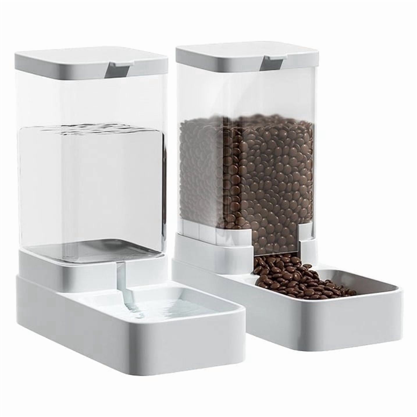 Gravity Automatic Cat Feeder & Water Dispenser Set, 3.3L Large Capacity - Includes Pet Food Bowl, Dog/Cat/Puppy/Kitten Waterer, White