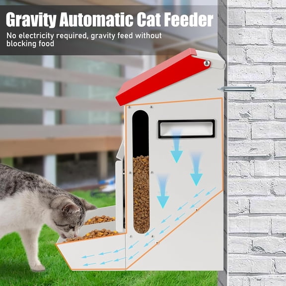 Automatic Cat Feeder for 2 Cats, 12L Gravity Food Dispenser, Dual Pet Bowls, Galvanized Large Capacity