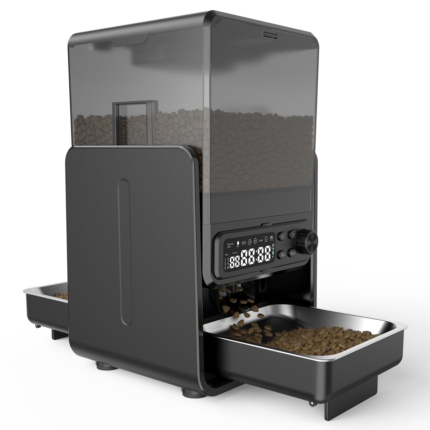 Novinter 5L/20 Cups Automatic Cat Food Dispenser for 2 Cats/2 Small Dogs, Pet Dispenser with Timer and Voice Functions, Suitable for Dry or Wet Meals