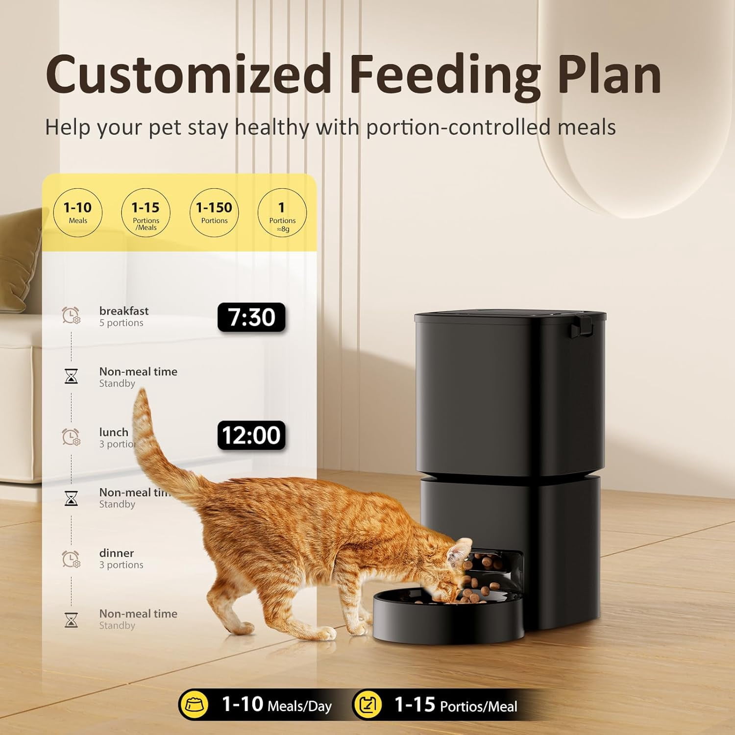 Automatic Cat Feeder with 5G WiFi App Control, 5L Large Capacity Smart Pet Food Dispenser for Cats and Dogs