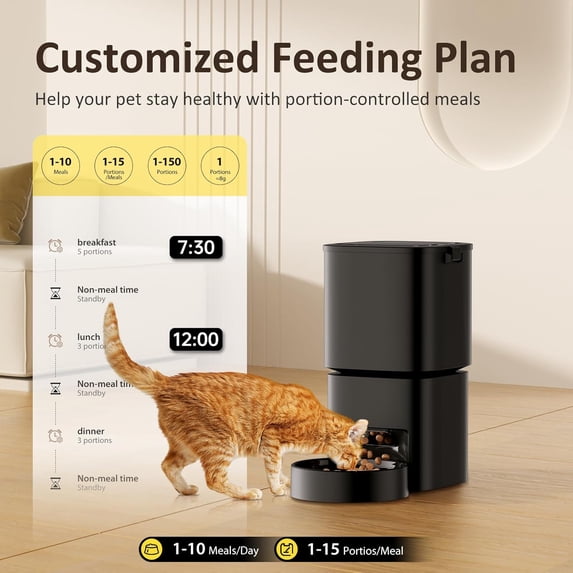 Automatic Cat Feeder with 5G WiFi App Control, 5L Large Capacity Smart Pet Food Dispenser for Cats and Dogs