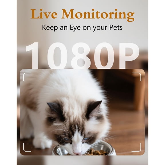 Automatic Cat Feeder with Camera - 5G WiFi App Control, 4L Stainless Steel Bowl, HD 1080P Night Vision for Small Pets