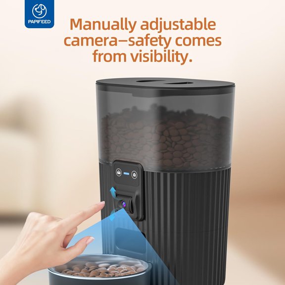 Automatic Cat Feeder with Camera, Adjustable Angle 2.4G WiFi Pet Feeder, 3.5L Timed Dispenser for Remote Feeding