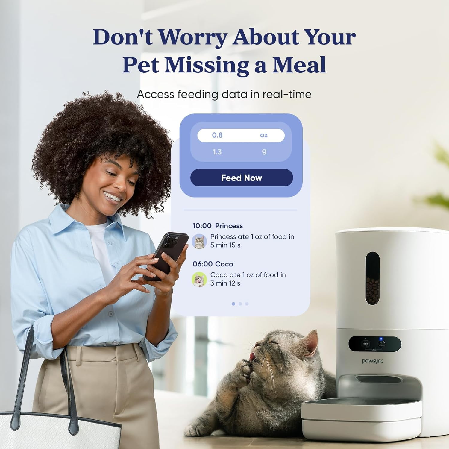 Automatic Cat Feeder with WiFi Smart Scale, 3.6L Timed Food Dispenser for Cats and Dogs, Stainless Steel Bowl, App Control