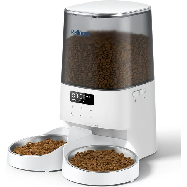 Automatic Cat Feeders, 5L/21Cups Cat Food Dispenser for Two Cats, Timed