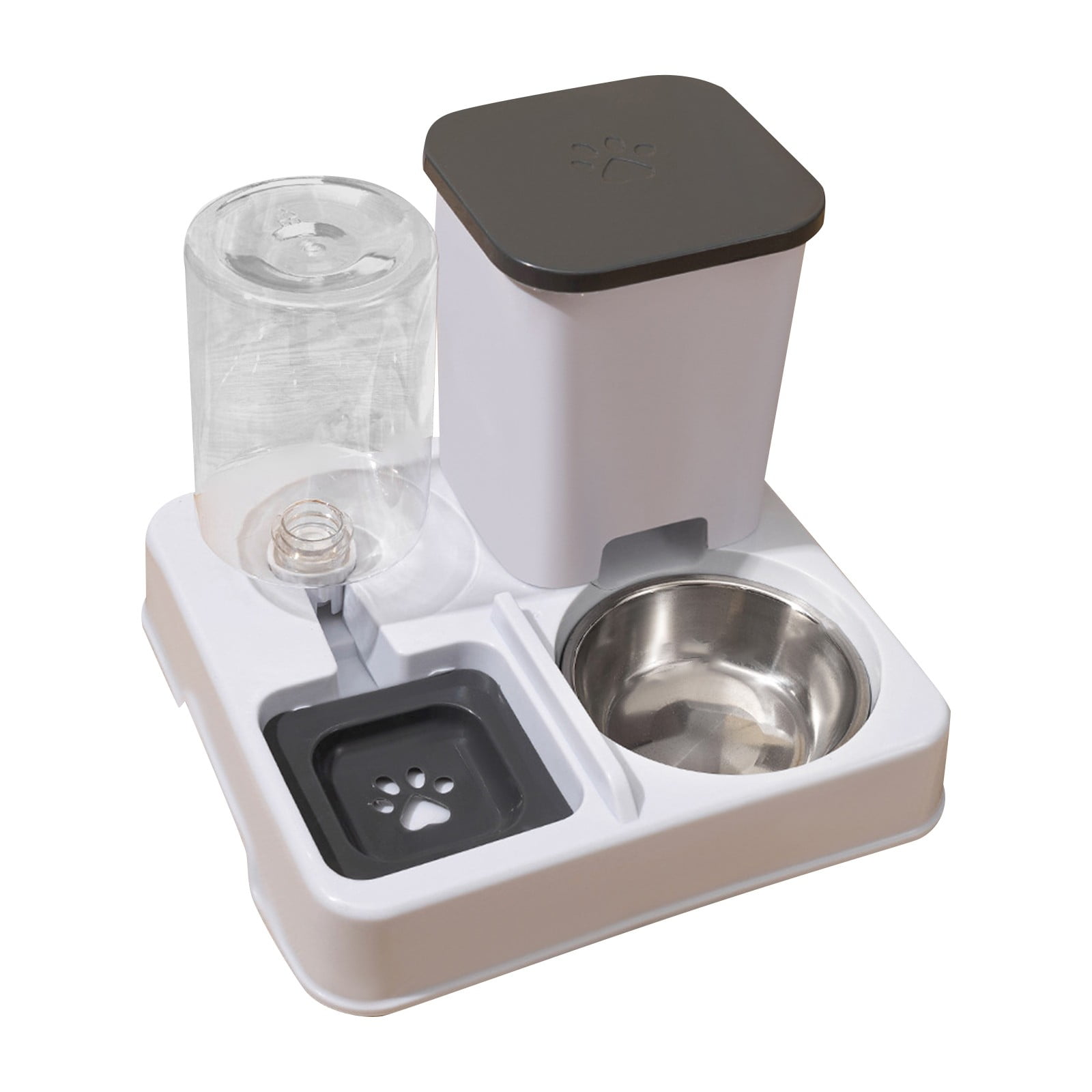 Automatic Cat Food and Water Dispenser Set 2 in 1, All-in-One Gravity Pet Feeder with Stainless Steel Cat Food Bowl Travel Auto Supply Feeder and Water Dispenser