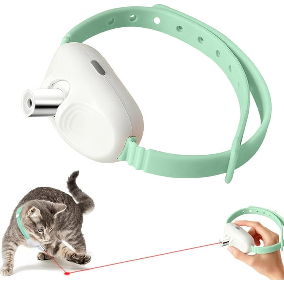 Automatic Cat Laser Collar, Interactive Laser Cat Toys with Adjustable 9.1-13.4 Inch Collar & 41° Adjust Angle, Type-C USB Rechargeable with 2 Modes for Indoor Cats Chase Play and Exercise