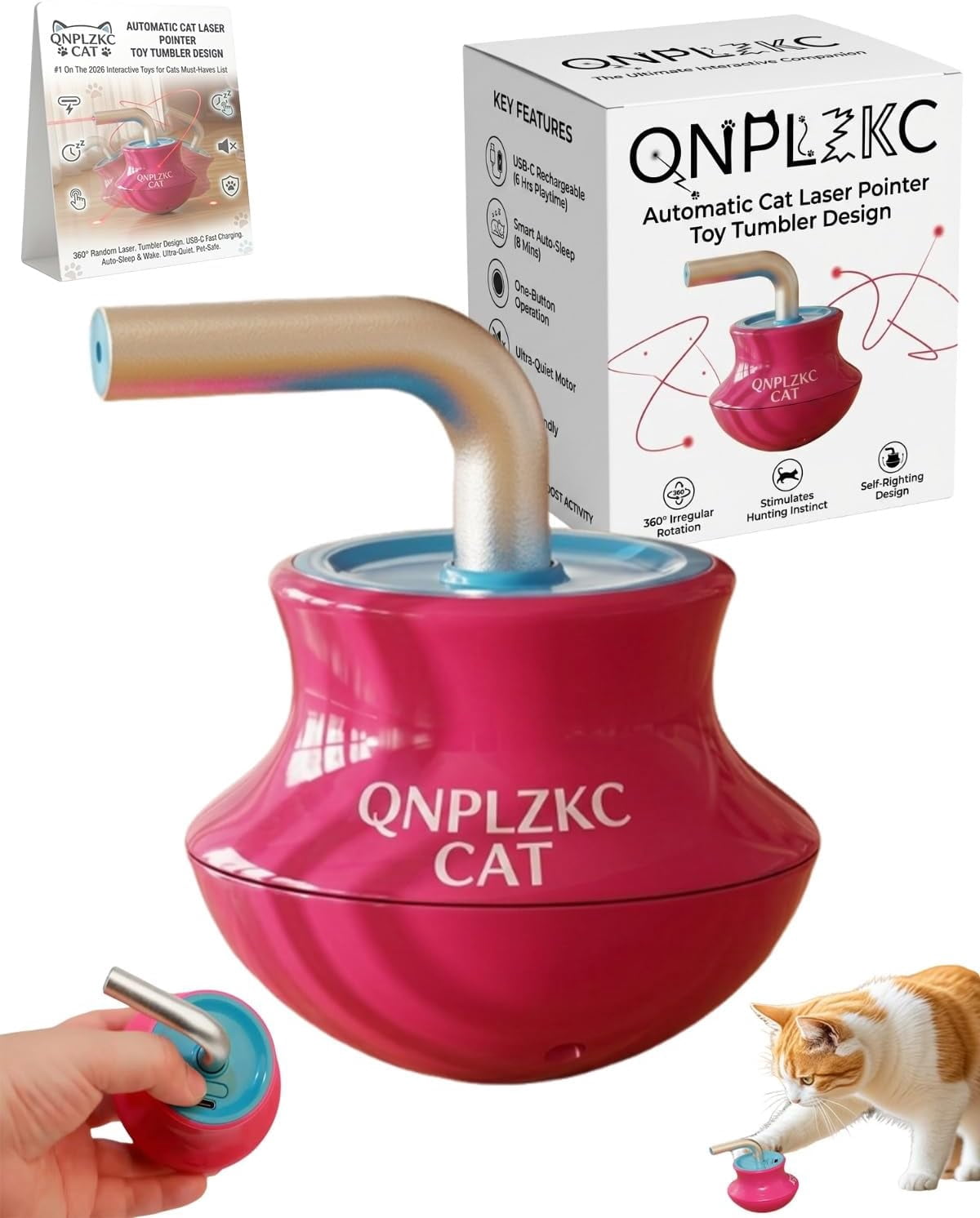 Automatic Cat Laser Pointer Toy Tumbler Design Rechargeable Interactive Pet