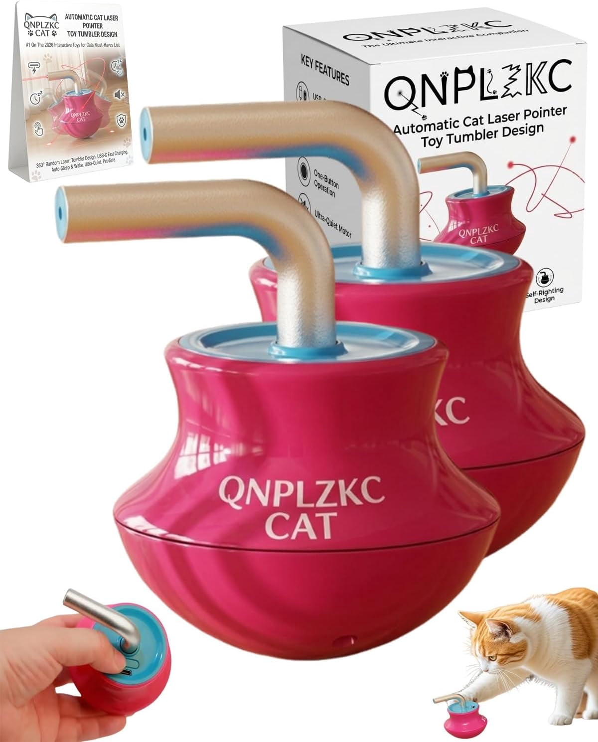 Automatic Cat Laser Pointer Toy Tumbler Design Rechargeable Interactive Pet