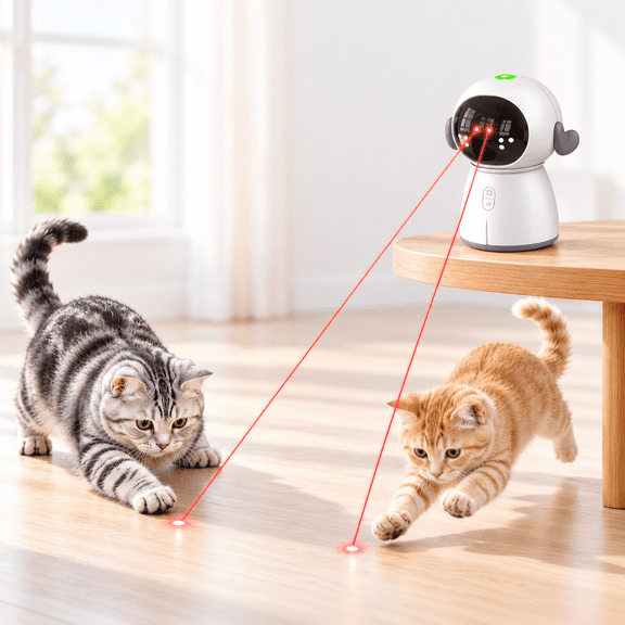 Automatic Cat Laser Toy Rechargeable, Motion Activated Dual Beams, Interactive Fun for Indoor Cats & Kittens