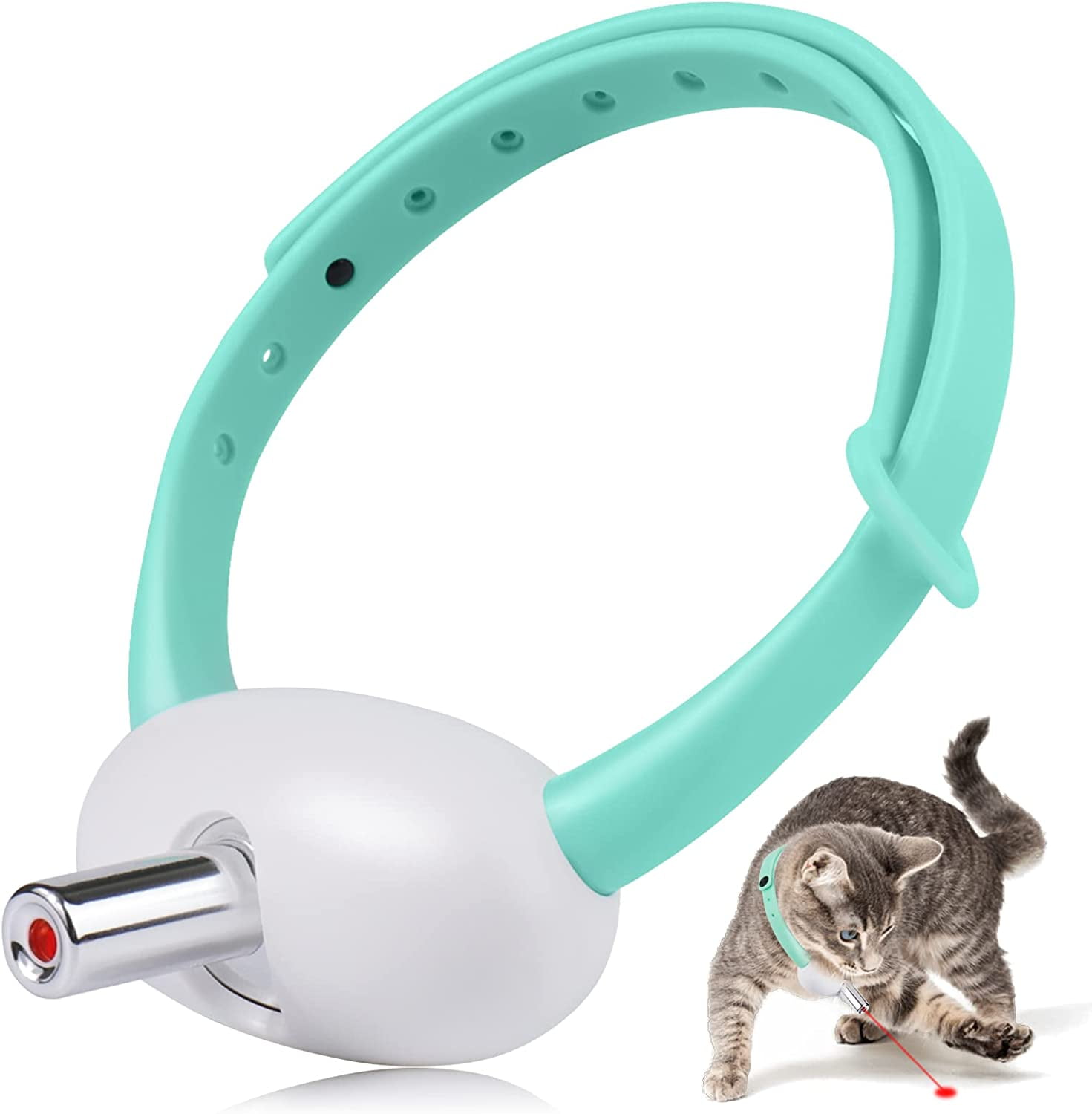 Automatic Cat Toys with LED Light Upgraded Lengthened Light Head Interactive Cat Toys for Indoor Cats Wearable Electronic Collar for