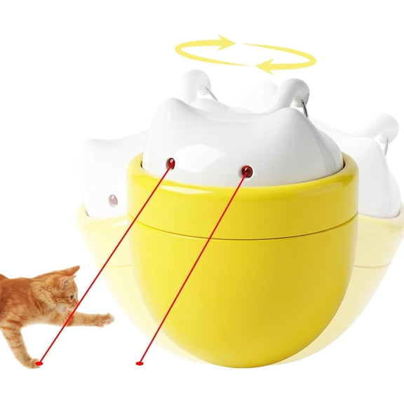 Automatic Cat Laser Toy with Double & One-Tap Button-Self-Rotating Interactive Toys for Indoor Cats, Rechargeable Chaser