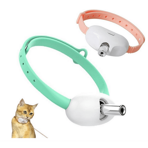 Automatic Cat Laser Toys - Interactive Cat Toys with LED Light, Wearable Electronic Collar for Kitten, USB Rechargeable - 2Pcs(Pink & Green)