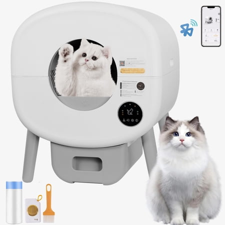 Automatic Cat Litter Box, Auto Cat Litter Box Self Cleaning with Infrared/Gravity/Ambient Light Function