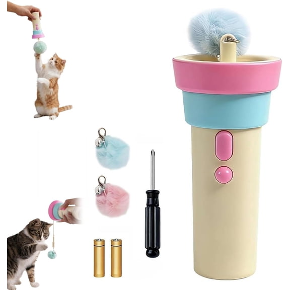 Automatic Cat Teaser Launcher, Electric Cat Wand Toy with Telescopic Rope, Cat Teaser Launcher Toy, Automatic Cat Teaser Wand, Electric Cat Fishing Toy for Kitten (Pink)