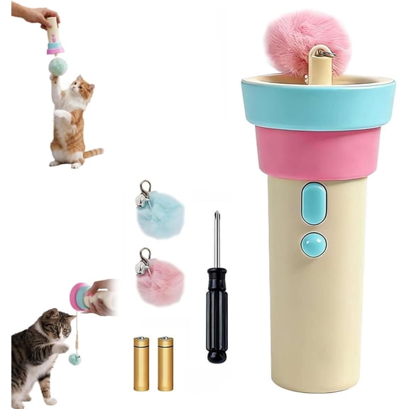 Automatic Cat Teaser Launcher, Electric Cat Wand Toy with Telescopic Rope, Cat Teaser Launcher Toy, Automatic Cat Teaser Wand, Electric Cat Fishing Toy for Kitten (Blue)
