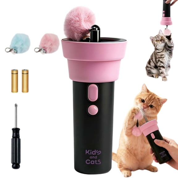 Automatic Cat Teaser Launcher, Electric Cat Wand Toy with Telescopic Rope, Fuzzy Ball Launchers Funny Cats Enrichment Toys, for Bored Kittens Adult Multi Pet Households