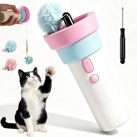 Automatic Cat Teaser Launcher, Electric Retractable Rope Wand ABS Electronic Kitten Exerciser for Indoor Cats Fitness, White, 1 Pack (k)
