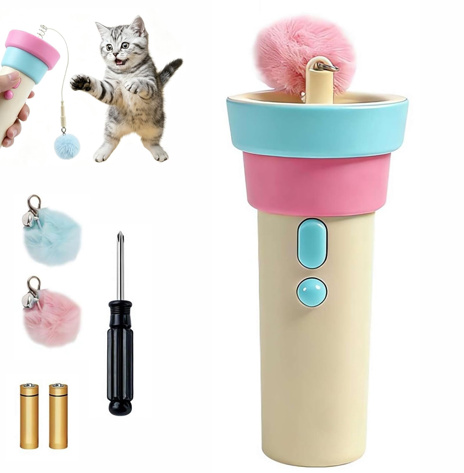 Automatic Cat Teaser Launcher, Fuzzy Ball Launchers Funny Cats ...