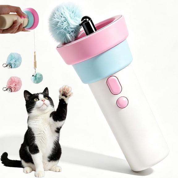 Automatic Cat Teaser Launcher for Indoor Cats, Interactive Electric Cat Wand Toy with Feather Refills, USB Rechargeable Self Play Cat Toy for Exercise Hunting Training & Energy Release (White)