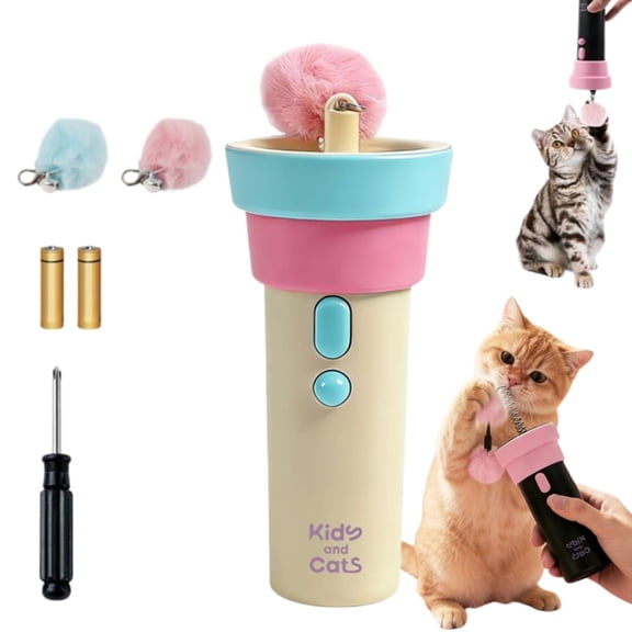 Automatic Cat Teaser Launcher, Interactive Fuzzy Ball Toy for Indoor Cats and Kittens